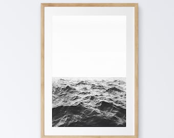FRAMED Black And White Ocean Waves Photography