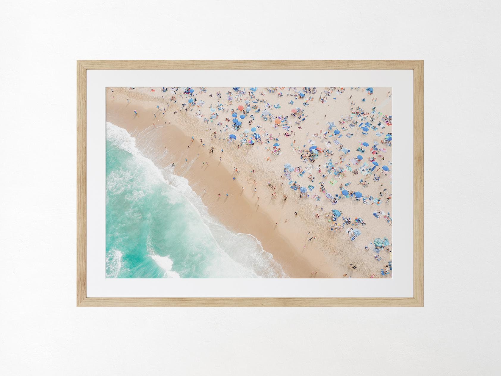 Coastal photography wall art for beach lovers and ocean inspired home decor, Modern Framed (Unframed) Vibrant Beach Art, Busy Beach