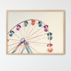 Ferris Wheel Framed Wall Art, Colorful Photography Print