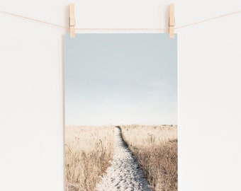 Beach Pathway Print, Sandy Beach Art Print, Sea Grass, Photography Print