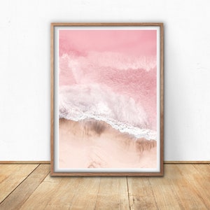 Luchtfoto roze oceaanzicht, ingelijste muurkunst afbeelding 3