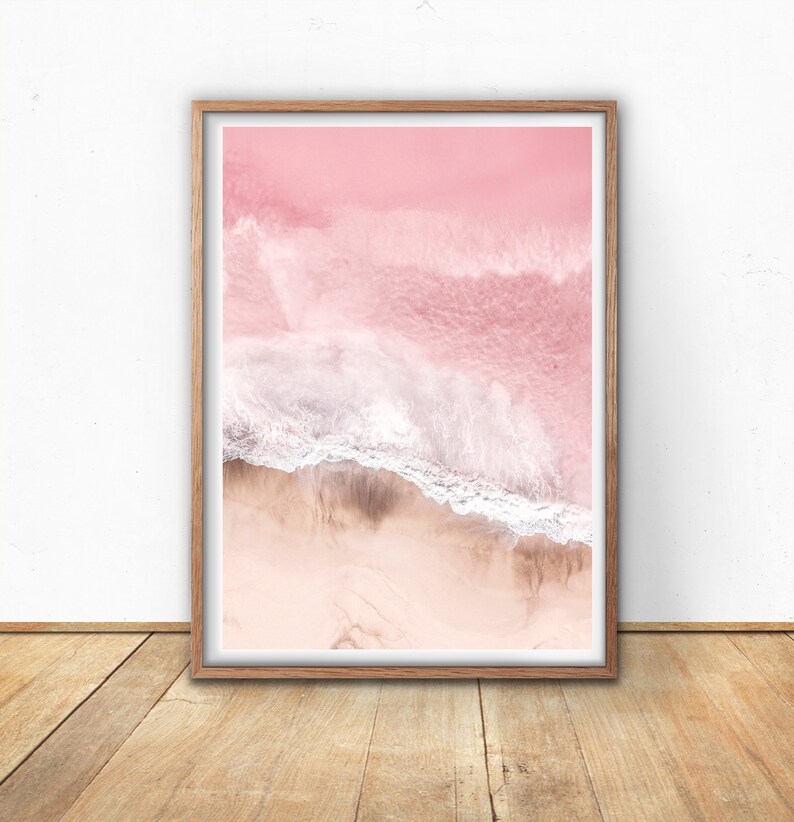 Luchtfoto roze oceaanzicht, ingelijste muurkunst afbeelding 3