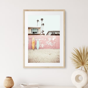 Surfboards On The Beach FRAMED Wall Art, Beach Photography, California Decor, Framed Poster