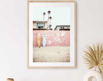 Surfboards On The Beach FRAMED Wall Art, Beach Photography, California Decor, Framed Poster