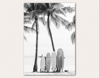 Black and White Surfboard Art Print