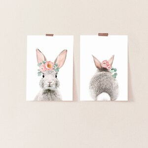 Nursery Bunny prints, Set of Giclee prints, Wall Art, Rabbit prints, Modern Boho Nursery