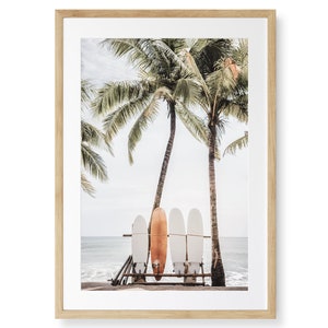 Framed Surf Wall Art, Longboard Fine art photography print, Hawaii Home Decor, Ready To Hang Frame
