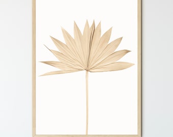 Framed Dried Palm Leaf Print, Neutral Boho Botanical Decor, Nature Art, Plant Photography Print, Tropical Wall Art
