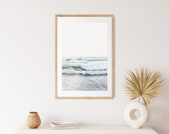 Neutral Minimalist Sea Photography Giclee Print, Coastal Boho Home, Wood Framed & Unframed, Modern Beach Home Wall Prints, Light and Airy