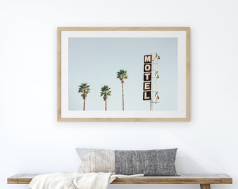 Retro Motel Palm Tree Wall Art, California Aesthetic Print, Cool Girl Bedroom Decor, Vintage Motel Sign Photography, Trendy Apartment  Art