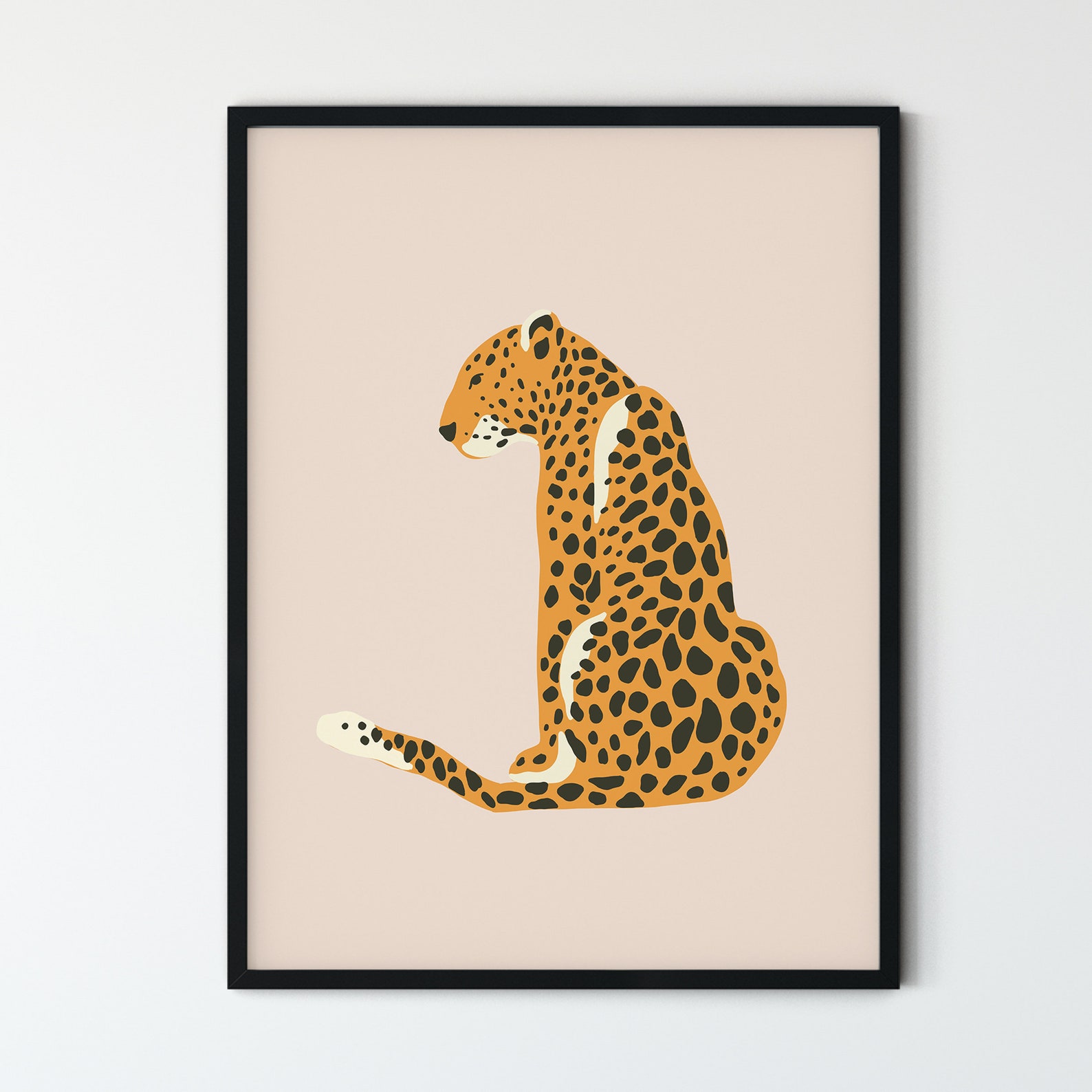 Leopard FRAMED Print Nursery Wall Art Modern Illustration Etsy