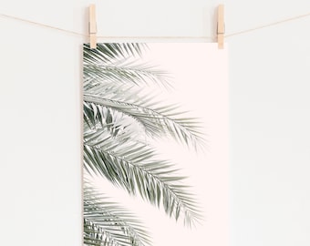 Palm Leaves Art Print, UNFRAMED ARTWORK, Modern Blush Pink Tropical Decor