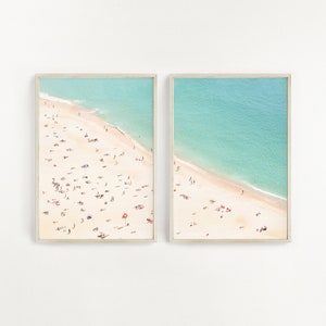 UNFRAMED Posters, Set of two Aerial Beach Prints, Beach Wall Art, Sea Print, Ocean View Print