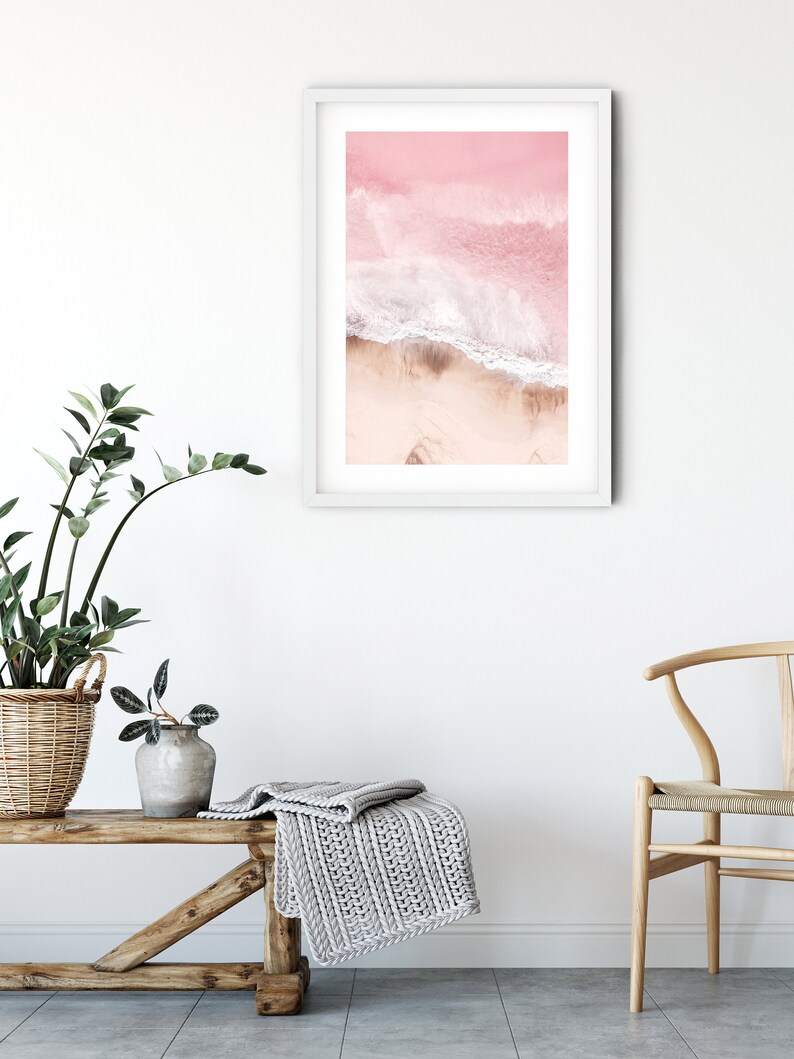 Luchtfoto roze oceaanzicht, ingelijste muurkunst afbeelding 4