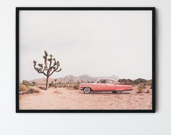 Modern Boho Wall Art, Giclee prints, Unframed or Framed Prints,  In the Desert Vintage Car Poster, Fine Art, Joshua Tree,  Boho Wall Art