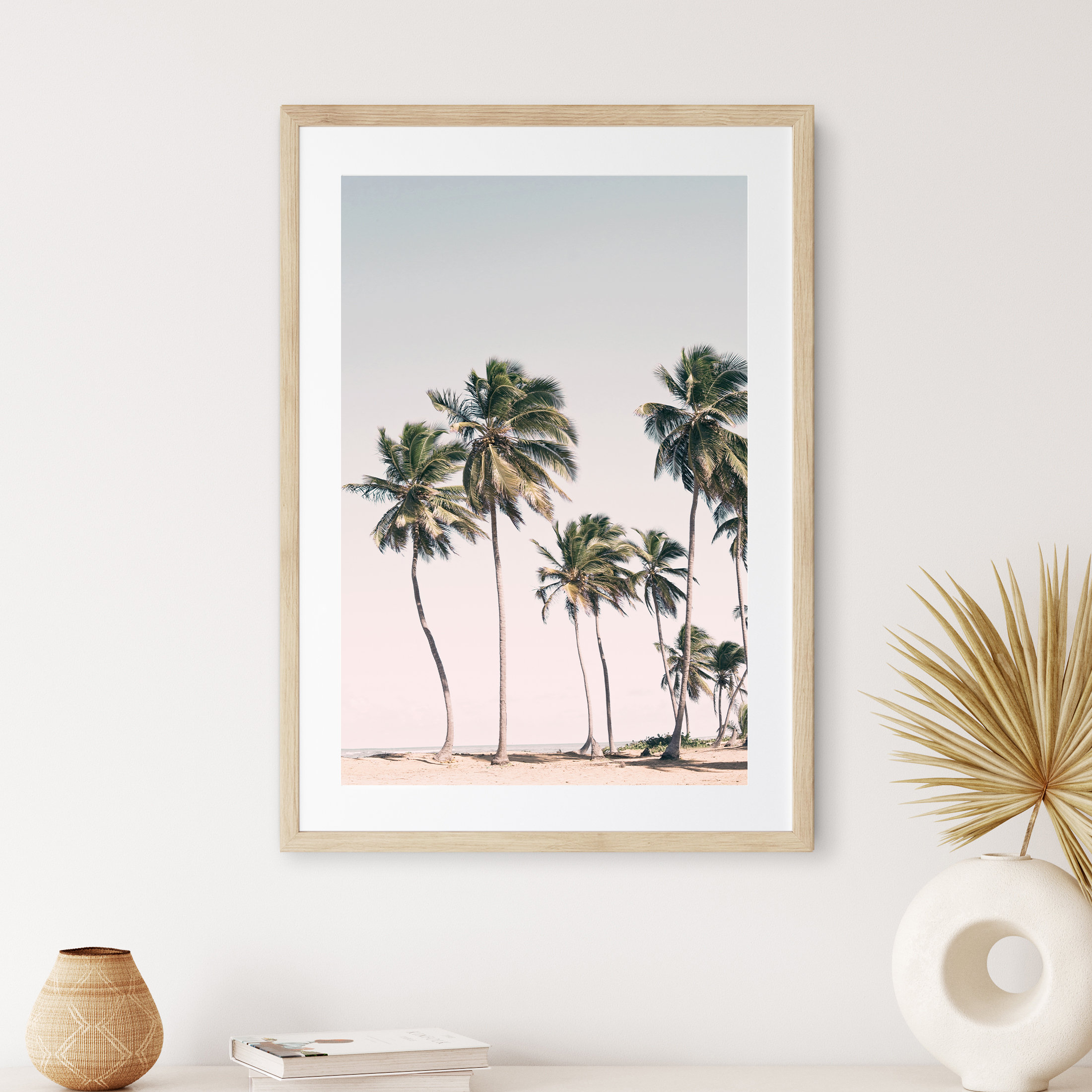 Modernica Palm Graphics アートポスター 額装 FRAMED Palm Trees, ACRYLIC GLASS, Blush Palm Tree Poster, Modern
