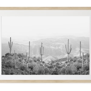 Saguaro Desert National Park Wall Art, Boho Decor, Modern Fine Art Photography, Oversized Cactus Art, Black And White Giclee,  Gift for Home