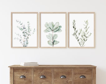 Botanical Wall Art, Modern Boho Decor, Green Leaf Wall Art, Giclee prints, Giclee prints Framed, Eucalyptus Print, Modern Farmhouse Wall Art