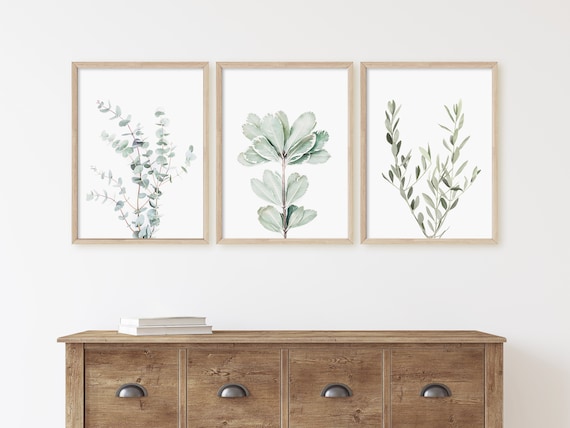 Botanical Wall Art, Modern Boho Decor, Green Leaf Wall Art, Giclee prints, Giclee prints Framed, Eucalyptus Print, Modern Farmhouse Wall Art