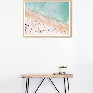 Pastel Beach FRAMED Wall Art, Modern Large Poster, Aerial Beach ...