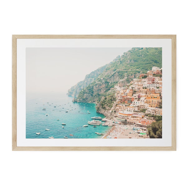Italy Amalfi Coastal Photography Prints, Colorful Beach Wall Art, Framed or Unframed, Positano Beach, Large Pictures To Frame, Preppy Beach