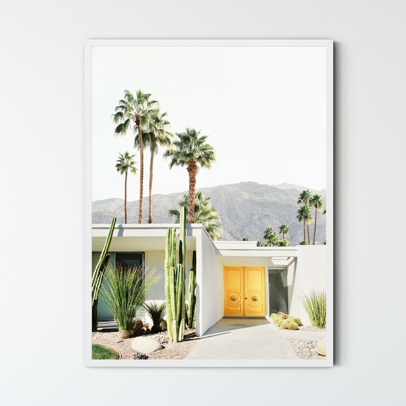 FRAMED Palm Springs Wall Art Lemon Yellow Decor California | Etsy