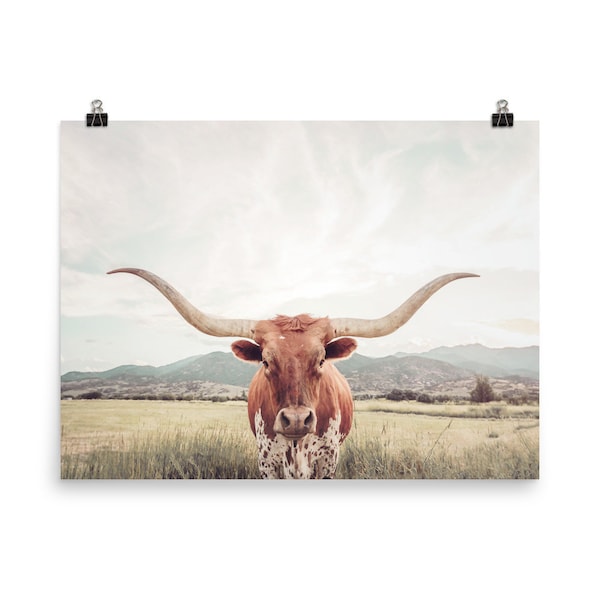 Longhorn Print, Longhorn Texas, Cow Print, Cow Poster, Horns Print, Posters, Wall Decor, Wall Art, Shabby Chic, Home Decor, Country Style