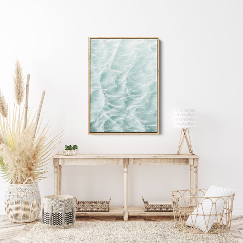 Framed Coastal Wall Art, Stretched Canvas Print, Ocean Art, Sea Wall Art, Beach Apartment Decor, Water Print, Canvas Wall Art Large, image 2