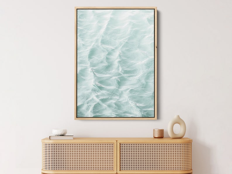 Framed Coastal Wall Art, Stretched Canvas Print, Ocean Art, Sea Wall Art, Beach Apartment Decor, Water Print, Canvas Wall Art Large, image 1