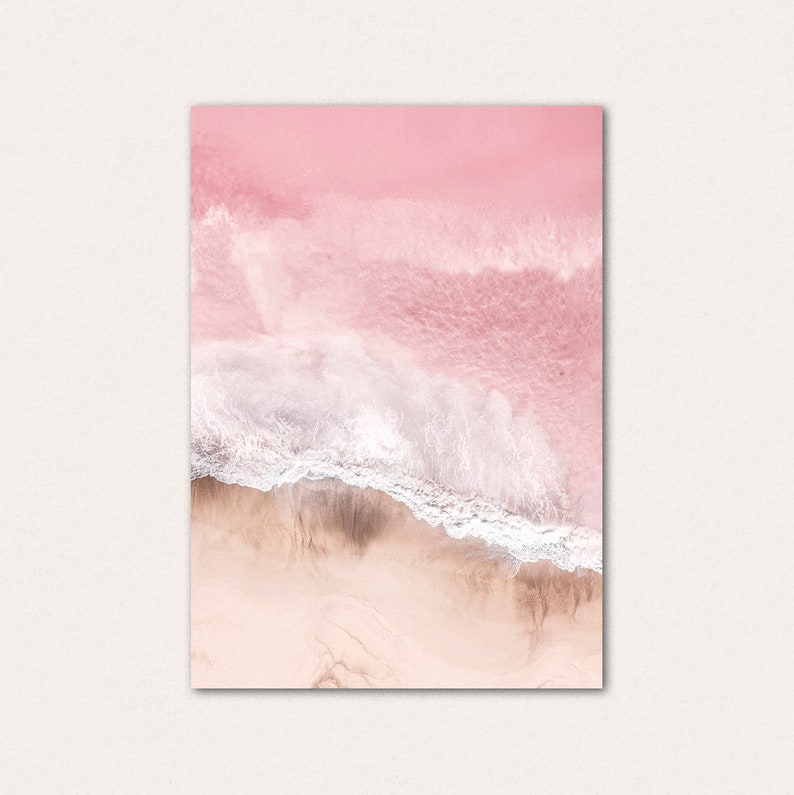 Luchtfoto roze oceaanzicht, ingelijste muurkunst afbeelding 1