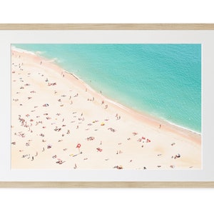 Framed Arial beach photography print, Aerial Ocean Wall Art, Bright Wall Art, Beach Landscape, Big Summer Wall Art, Matted Frame