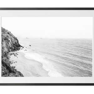 Black and White Print, Boho Coastal Wall Art, Landscape Wall art, California Coastline, Large Frames Prints, Unframed Art Prints,