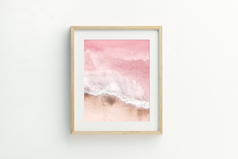 Luchtfoto roze oceaanzicht, ingelijste muurkunst afbeelding 6