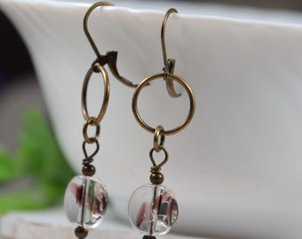 Pendientes de bronce con cierre de palanca: joyas colgantes con cuentas sin níquel