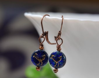 Pendientes de cuentas de pájaro azul, pendientes bohemios delicados y ligeros sin níquel para mujer