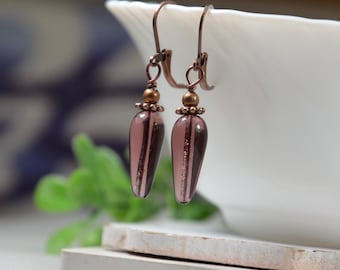 Pendientes colgantes de cuentas moradas: elegantes pendientes sin níquel
