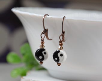 Pendientes de cerámica con cuentas Yin Yang: pendientes colgantes bohemios sin níquel