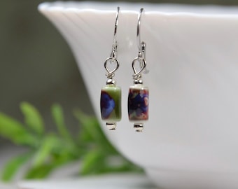 Pendientes colgantes de cuentas azul verdosas: estilo bohemio chic sin níquel