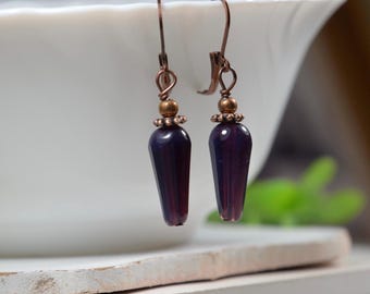 Pendientes colgantes de cuentas moradas: elegantes joyas sin níquel