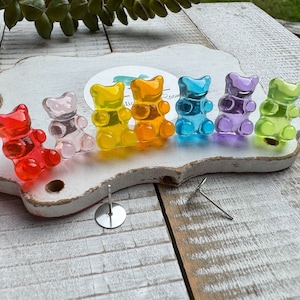 Colorful Gummy Bear Stud Earrings: Fun Resin Candy Jewelry