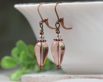 Elegantes pendientes colgantes rosas, pendientes de boda llamativos sin níquel