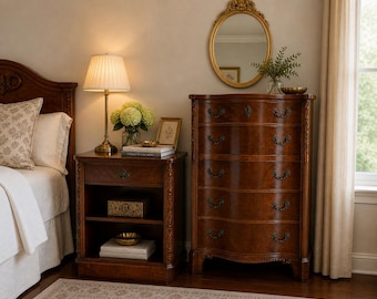 Vintage SET - Serpentine Chest & Nightstand by Century Furniture