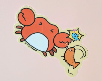 Kani-Shrimpy high-five! || Vtuber || 4.7 inch Vinyl Sticker