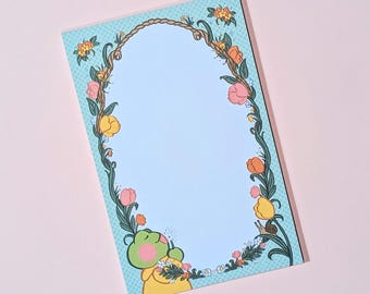 Rani the Froggie: Spring Florals 3.5in. x 5.5in Notepad || Kittygorian Original