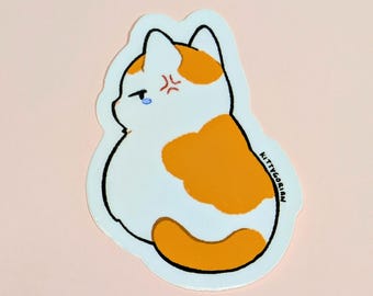 Angy Cat vinyl sticker || Calico cat sticker || 3 inches || Waterproof and Dishwasher safe