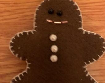 Felt gingerbread man ornament