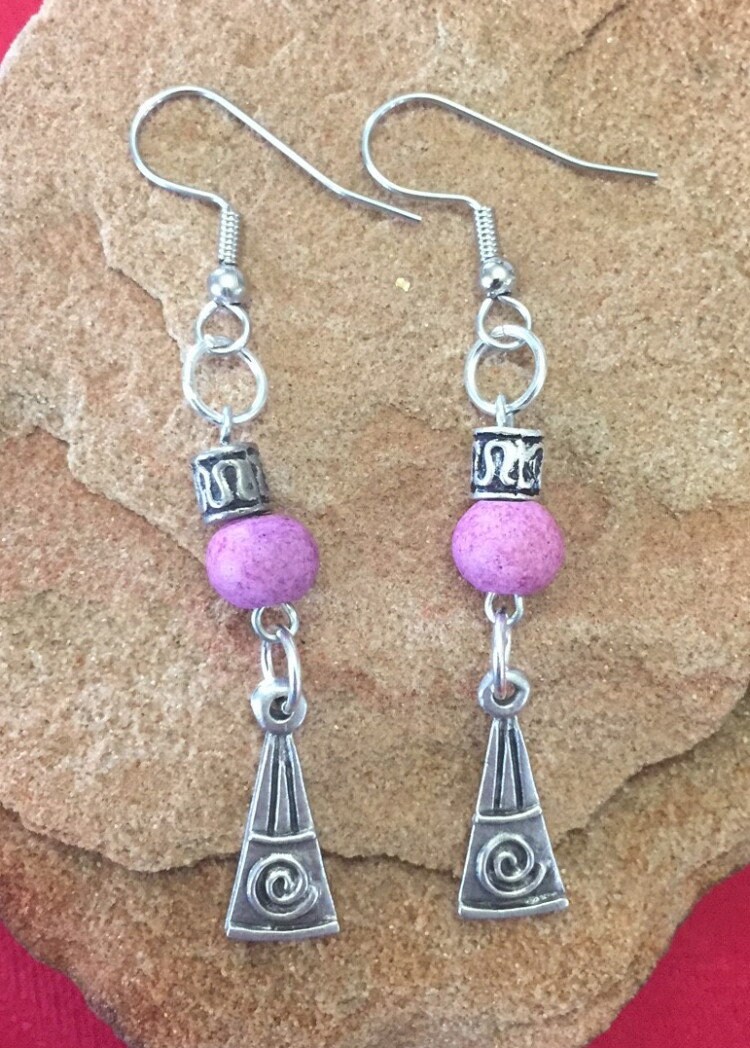 Vintage Bead Earrings Handmade Silver Plated Earrings Etsy