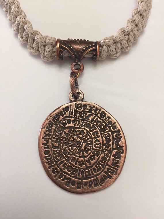 Copper Necklace, Ancient Greek Password,copper Pendant, Handmade