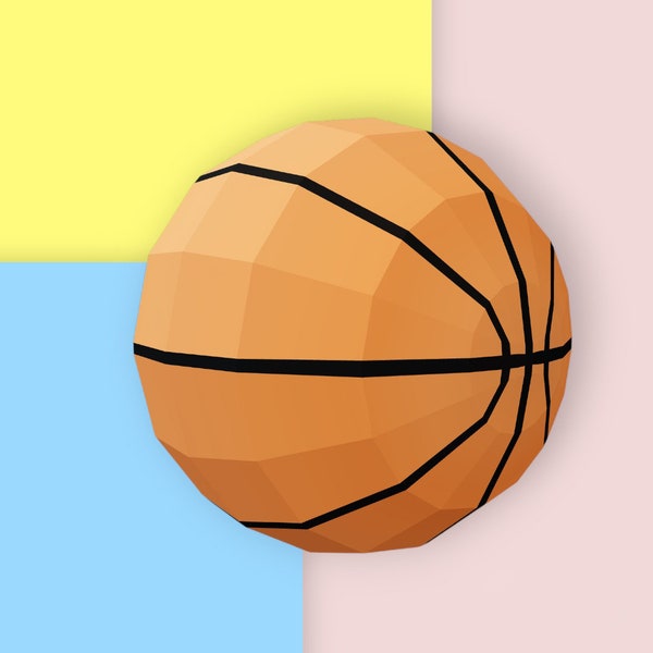 DIY basketball SVG I Printable Low Poly craft basket ball | Print and fold paper ball | Digital download PDF 3d paper craft model