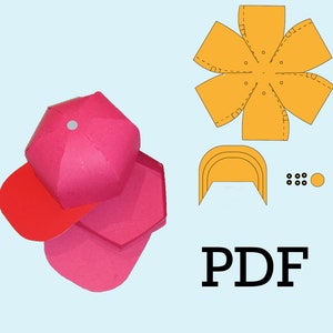 Honkbal Box Cap PDF-sjabloon, honkbal hoed vak SVG, gunst vak SVG, Cricut gesneden bestanden, silhouet snijden bestanden, hoed vak sjabloon